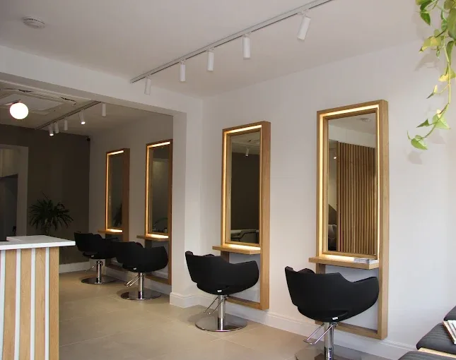 Styling stations at Venera Hair salon, Hampstead