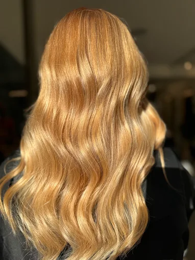 Blonde wavy hair colour result at Venera Hair, Hampstead